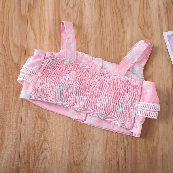 

2-6y малыш kid baby girl 2020 летняя одежда слинг crop жилет top + длинные юбки 2pcs цветочные outfit, White