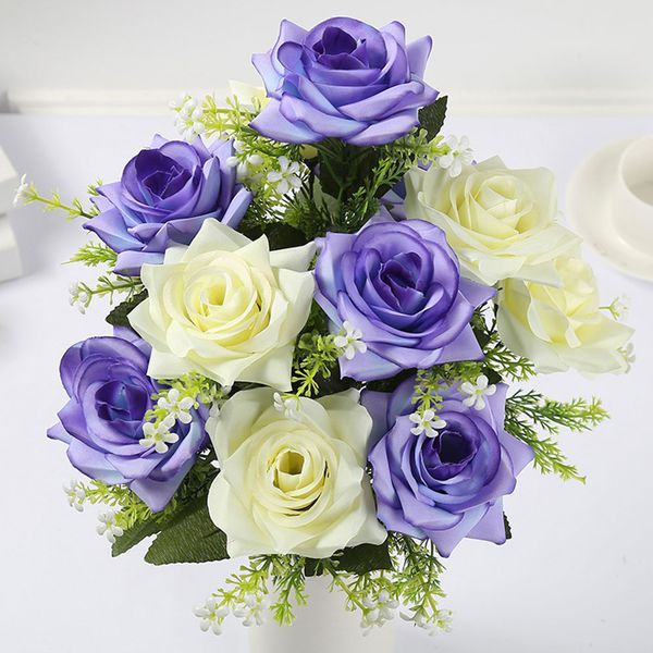 

office home deskcrimping crafts living room wedding decoration table artificial flowers garden anniversary silk rose 12 head