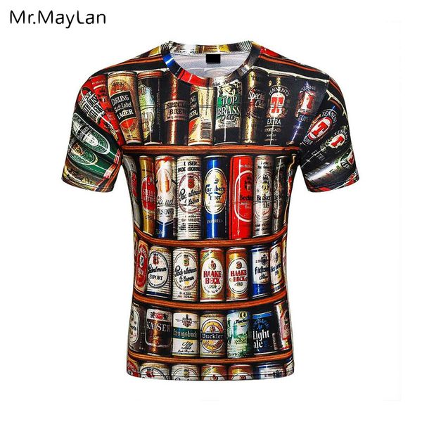 

2019 novelty 3d t shirt men cans of beer 3d printed hip hop gool crewneck short sleeve men/women t-shirt tee wholesale, White;black