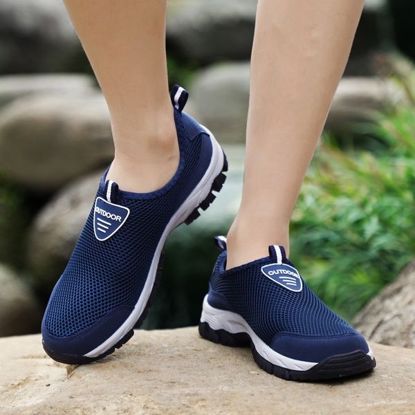 

mesh slip-on hiking aqua shoes men climbing trekking sneakers breathable upstream water shoes outdoor sport male pus size