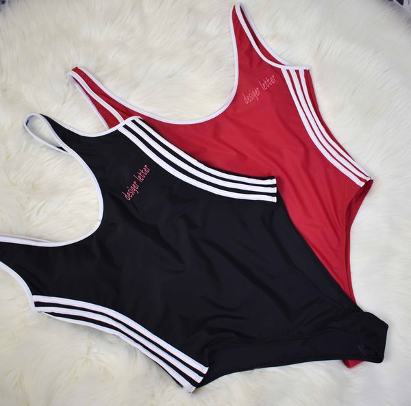 

women brand bikini set fashion wonderful pattern swimwear letter ad swimsuit summer beach new one-piece suit bathing suit wholesale, White;black
