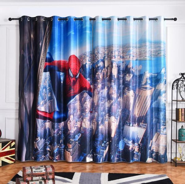 2019 New Modern Spiderman Fabric Cartoon Blackout Curtains For