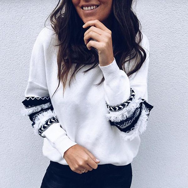 

autumn winter sweatshirt women splice flower women hoodies 2019 new white pink pullover sweatshirts sudadera mujer clothes, Black