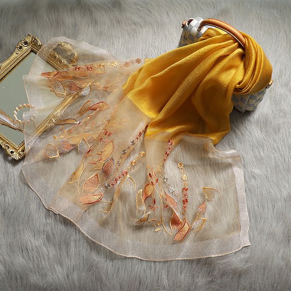 

fashion 2020 silk wool scarf new embroidered women shawls and wraps lady travel winter neck scarves hijab, Blue;gray