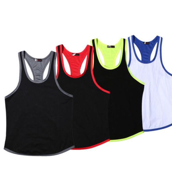 

hirigin mens jogger vest workout t shirt plus szie tank 2018 new muscle fitness vest color patchwork mens clothes hot, White;black
