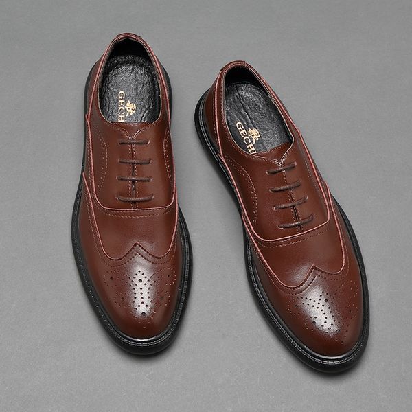 

vintage shoes men formal coiffeur evening dress genuine leather shoes men classic brown dress corporate for ayakkabi, Black