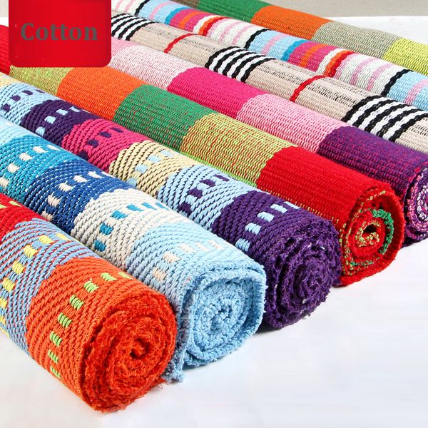 

100% cotton plaid rugs black/white multi color hand-woven checkered striped carpet for kitchen/ bathroom/ entry way/ bedroom