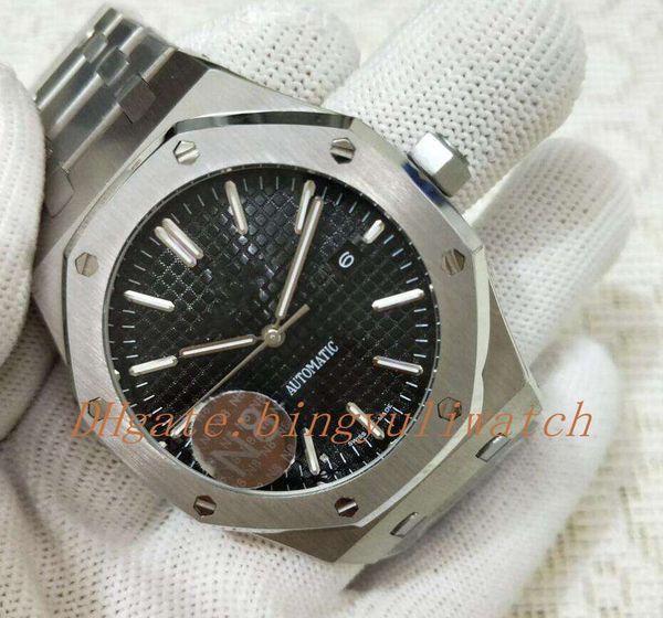 

luxury n8 factory mens watch silver stainless steel selection black dial automatic movement mechanical transparent back men watches, Slivery;brown