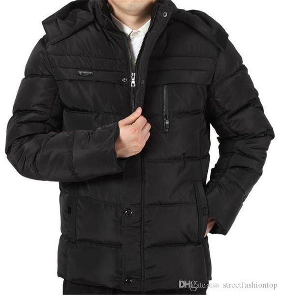 

mens panelled designer cotton padded jackets fashion zipper mulit pockets mens hooded coats casual males clothing, Black;brown