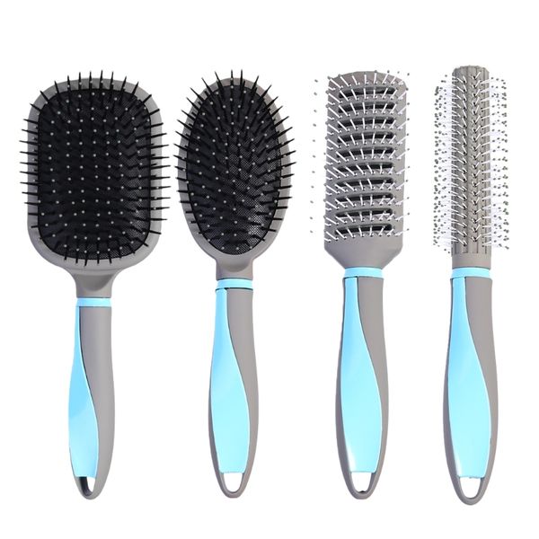 

anti-static fashion hair brush comb plastic handle massage head hair care salon abs+nylon+rubber styling accessories j, Silver