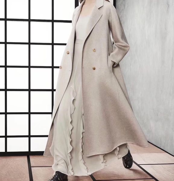 

woman new collection beige cashmere trench, Tan;black