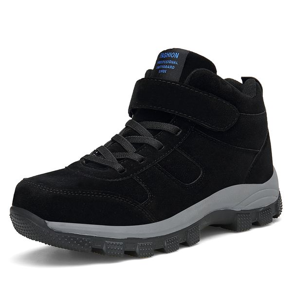 

2019 winter with fur snow boots for men sneakers male shoes casual quality waterproof rubber ankle warm boots, Black