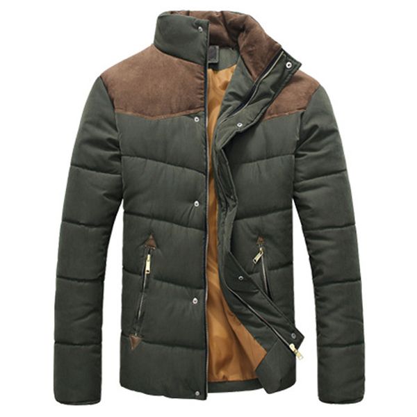 

winter warm casual all-match mens coats men's parka padded overcoat outerwear cotton-padded jackets fashion menswear parkas 1180, Tan;black