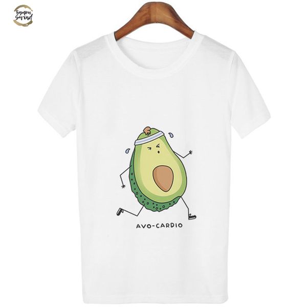 

корейский kawaii cartoon авокадо vegan с коротким рукавом рубашки женщин vogue малый свежий casual авокадо graphic одежда верхняя одежда жен, White