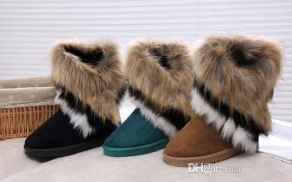 

women's boots autumn and winter snow boots feathers fox fur flat-bottomed short cotton-padded shoes winter boots xmas gif, Black