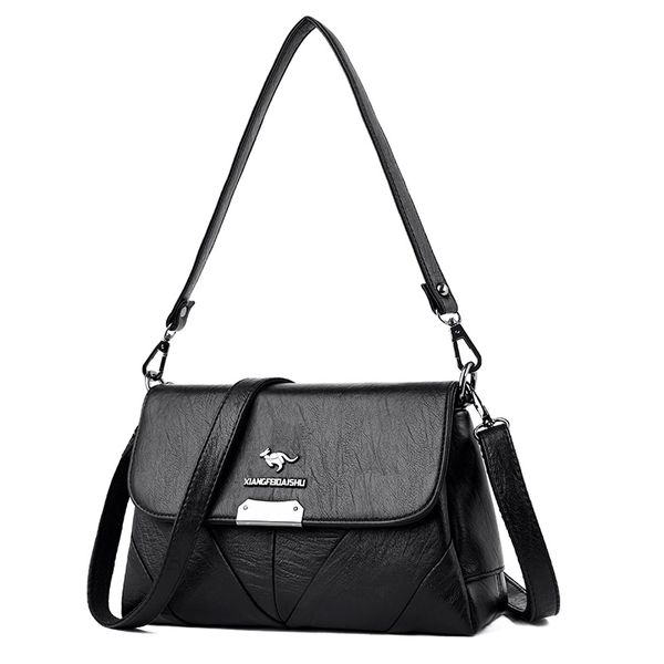 

genuine leather women bag 2 shoulder strap messenger bag small flap female hand
