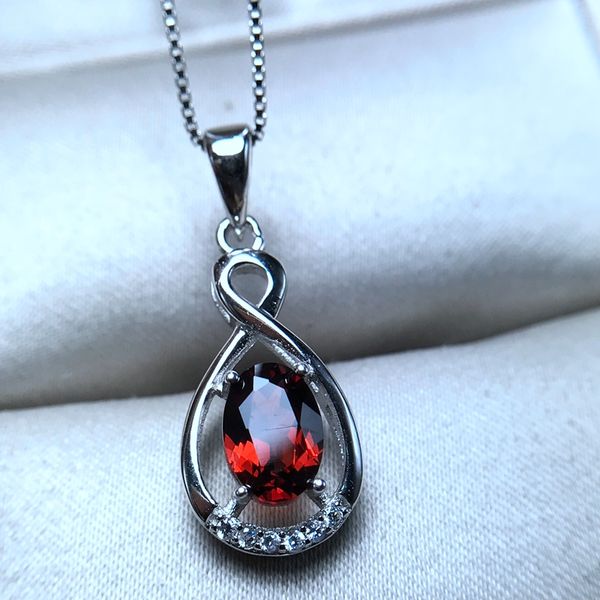 

uloveido natural garnet pendant necklace for women, 925 sterling silver, 5*7mm january birthstone gemstone wedding jewelry fn158