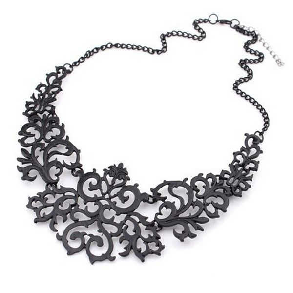 

new exquisite fashion retro necklace pendant light hollow pattern metal necklace wholesale jewelry cc0413, Golden;silver