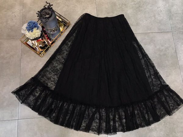 

2019 new ladies fashion casual lace skirt 1127, Black