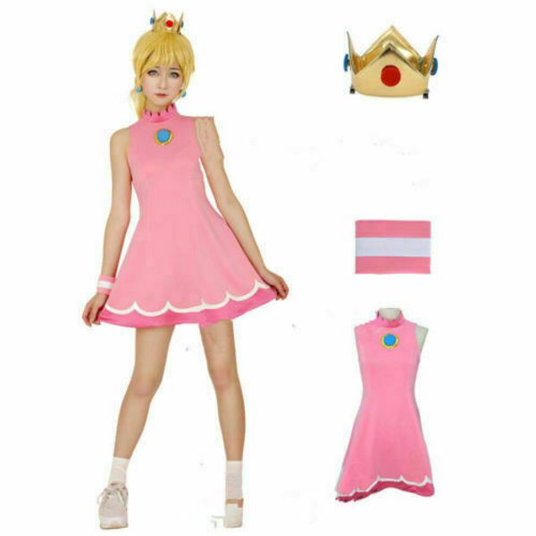 

марио теннис принцесса персик косплей платье, Black;red