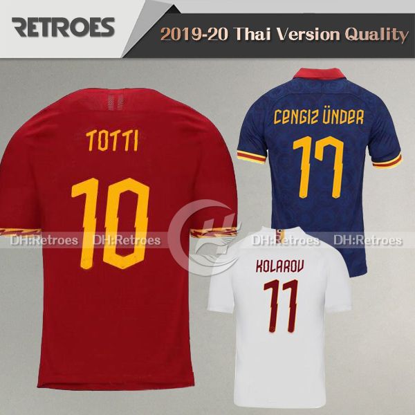 

2020 roma home soccer jerseys 19/20 #16 de rossi roma third blue soccer shirt customized #9 dzeko #92 el shaarawy football uniforms, Black;yellow