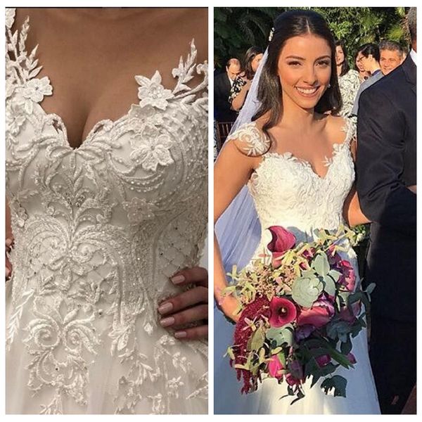 

sheer кружева аппликации a-line свадебные платья 2020 свадебные платья принцессы из бисера урожай ретро сельской местности vestidos de marié, White