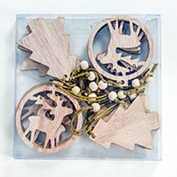 

12pcs/box small party ornament wooden decoration home pendant with ropes hollowed diy hanging christmas craft festival
