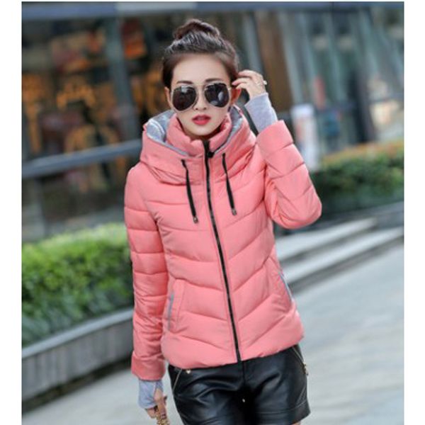 

женщины зима верхняя одежда 2019 женская дизайнер сплошной цвет стоять воротник с длинным пуховик witn молния зима горячая распродажа тонкий, Black