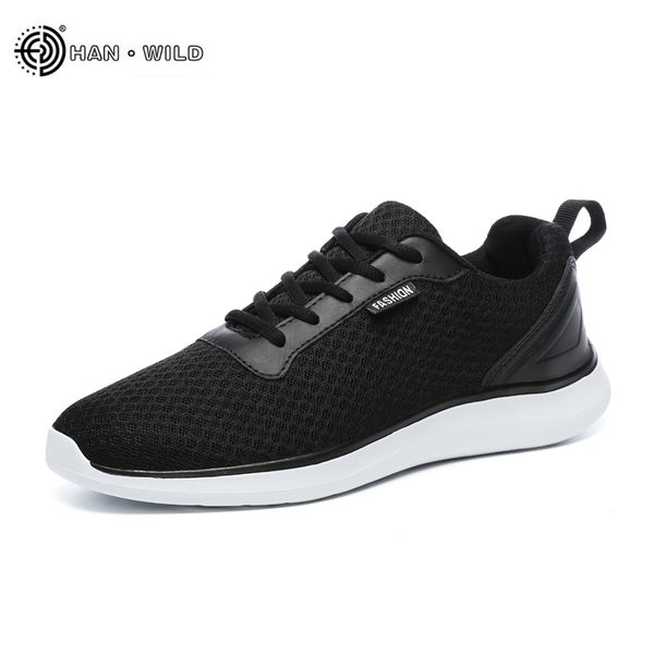 

fashion men casual shoes 2018 spring breathable mesh lace up flats mens shoe male sneakers big plus size 39-48, Black