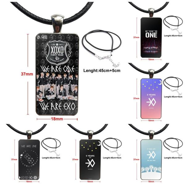 

for girls gift glass cabochon pendant necklace rectangle fashion necklace kpop exo we are one quotes, Silver