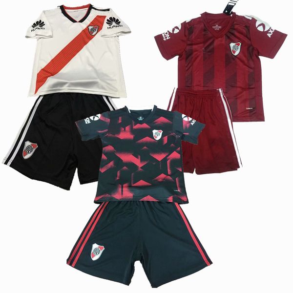 

2019 2020 river plate soccer jerseys sets tracksuits 19 20 scocco borre quintero pratto football boys shirt+shorts, Black