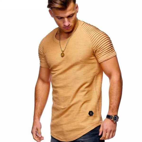 

t shirt men pure color дизайн нашивки рюшами рукава tee shirt slim с коротким рукавом футболка o -neck tops brand t-shirt men m-3xl, White;black