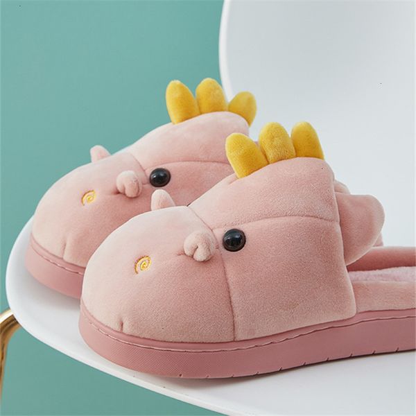 

winter man women cotton slippers comfortable cartoon dragon shoes warm soft bedroom shoes flip flops, Black