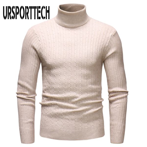 

new autumn winter warm turtleneck sweater men fashion solid knitted mens sweaters 2018 casual male double collar slim pullover, White;black