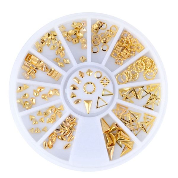 

3d golden nail charms metal rivets studs rhinestones pearl nail jewelry diy art decorations accessoires, Silver;gold