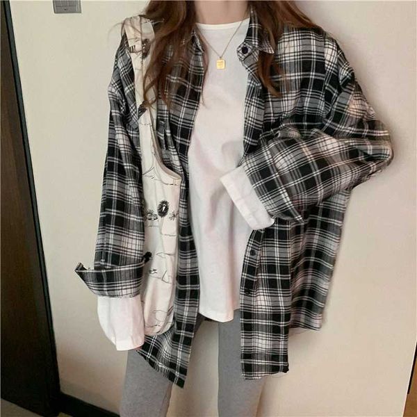 

new spring vintage plaid shirt female oversize women long sleeve girls blouse plus size summer women blouses femme blusas, White