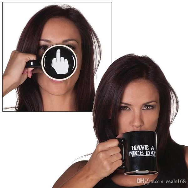 

301-400ml have a nice day ceramic coffee mugs middle finger funny cup milk tea drinking cup mother day gifts