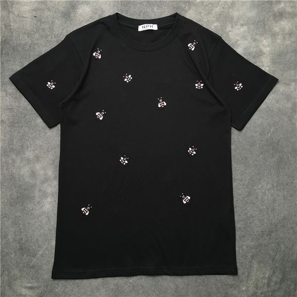 

2019 мужские дизайнерские футболки Luxury Box Вышитые пчелы с принтом одежды с коротким