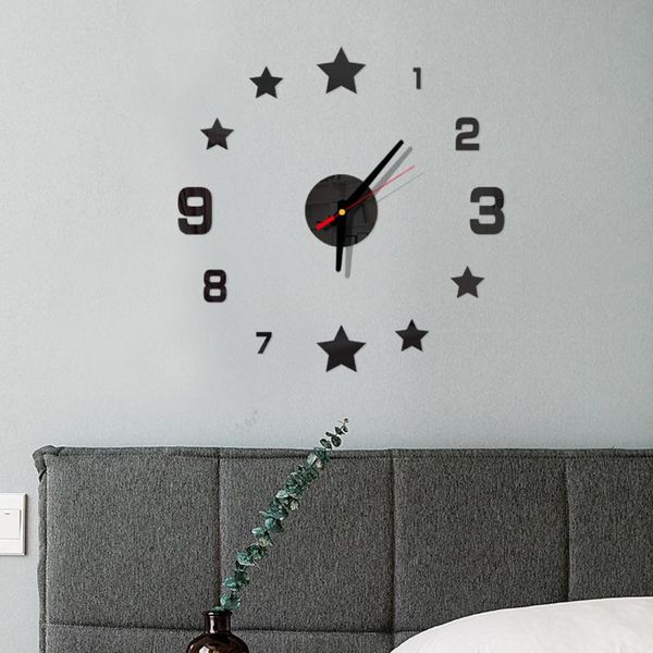 

3d wall clock mirror wall stickers removable 4 colors self-adhesive art decal clocks home decor living room quartz needle