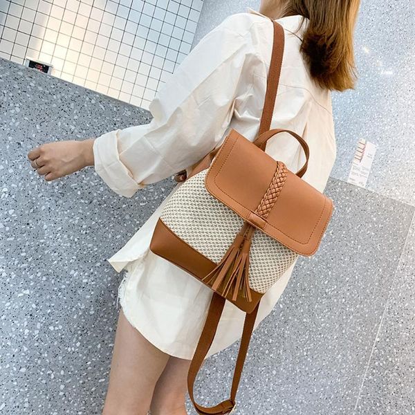 

street straw woven backpack women back pack summer teenage girl quality backpacks travel bags books rucksack drop ship#g7
