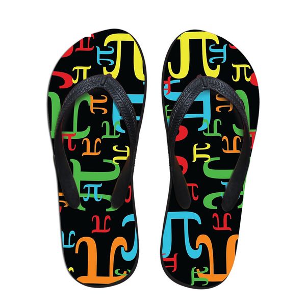 

slippers customized flip flops women summer 2021 pieces of pi prints casual slip-on ladies flats woman beach sandals mujer, Black