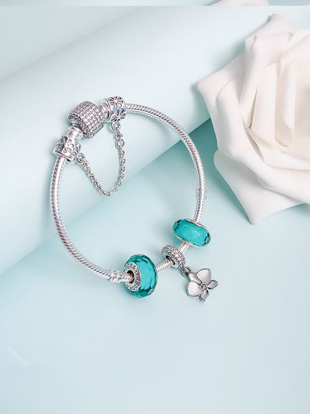 

2020 мода ювелирные изделия подлинные серебряные браслеты пандора змея цепи 925 бисером браслеты женщины ювелирные изделия делая diy, Golden;silver