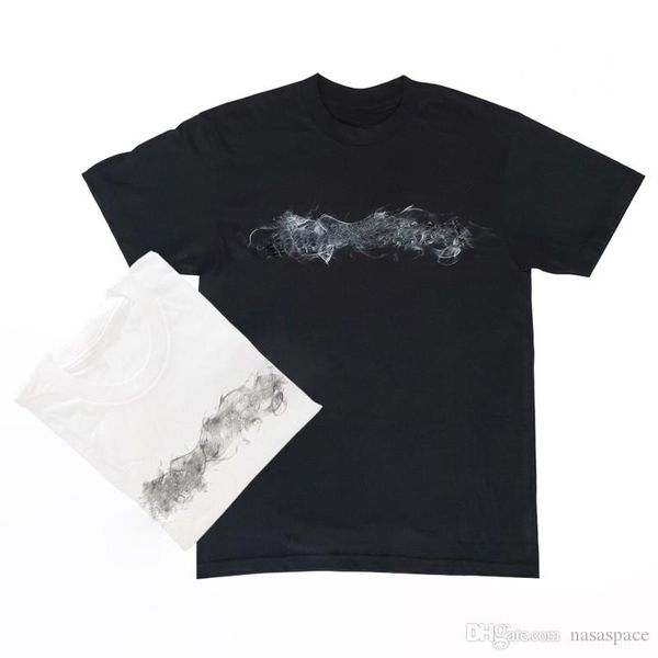 

19fw mens designer t shirt fashion brand men women summer short sleeve hip hop designer mens smoke print tees, White;black