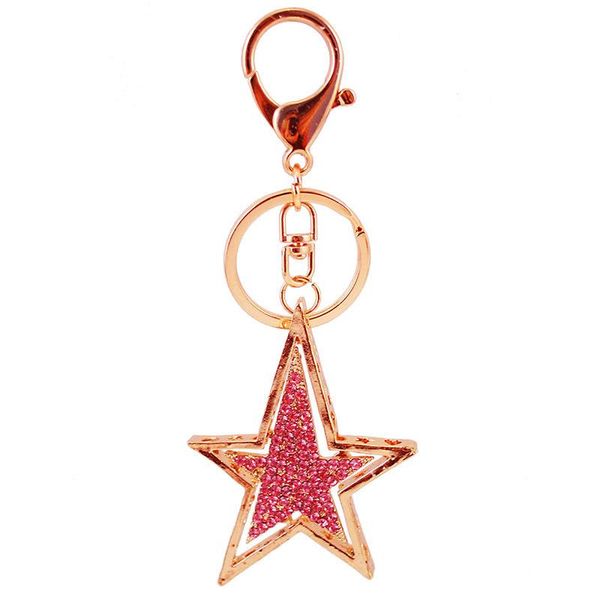 

fashion pendant keychain new crystal rhinestone star pendant key chain 3pcs/lot gold tone lobster clasp car key ring craft party gift, Slivery;golden