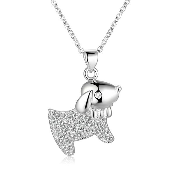 

plated sterling silver necklace 18 inches puppy shape zircon pendant necklace dhsn551 925 silver plate pendant necklaces jewelry