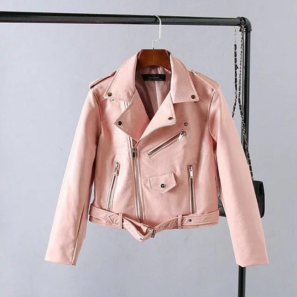 

new arrival 2019 spring autumn motorcycle leather jackets yellow leather jacket women coat slim pu jacket, Black