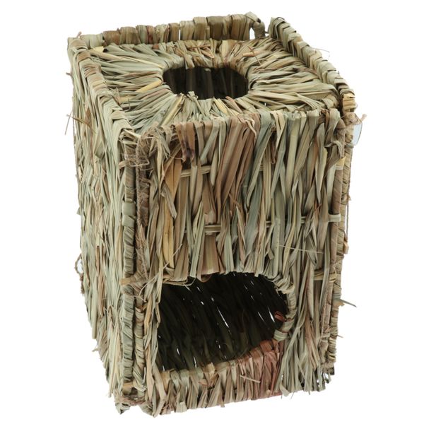 

natural rectangle dried grass house small animal pet doubleport cabin crate nest