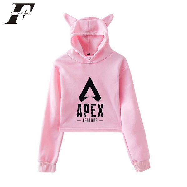 

apex cat уши толстовки толстовка женщины harajuku apex легенда печати толстовка женщина cat уши капюшон хлопок костюма плюс размера, Black