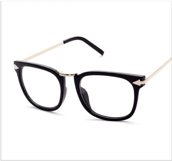 

fashion big frame metal leg glasses retro glasses frame flat light, White;black