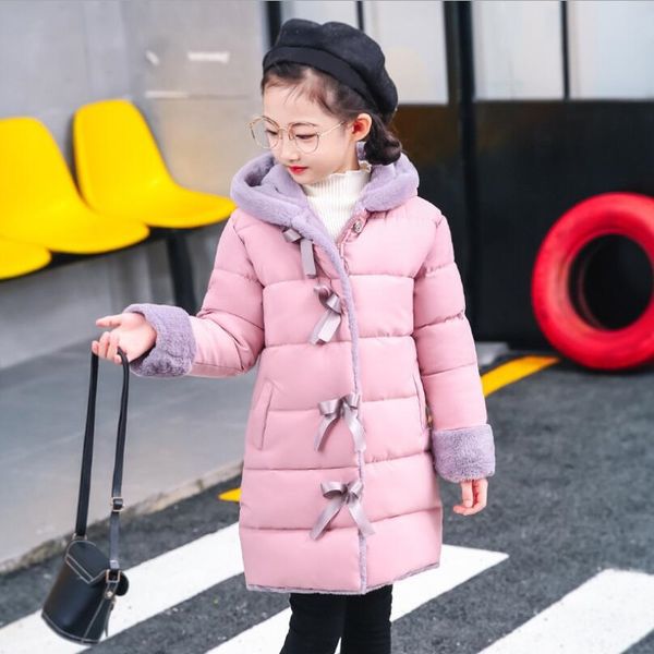 

2019 baby toddler teen winter jacket for girls cotton down parka hooded girls winter coat long warm thick kids children outwear, Blue;gray